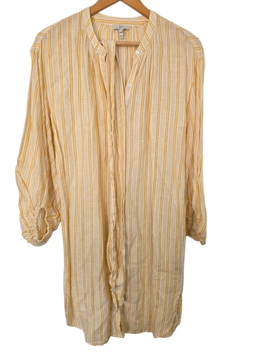 Joie Dresses & Skirts - ☀️ Joie Yellow Stripe Tunic Dress – Lightweight Button Front Shirt Dress Size S